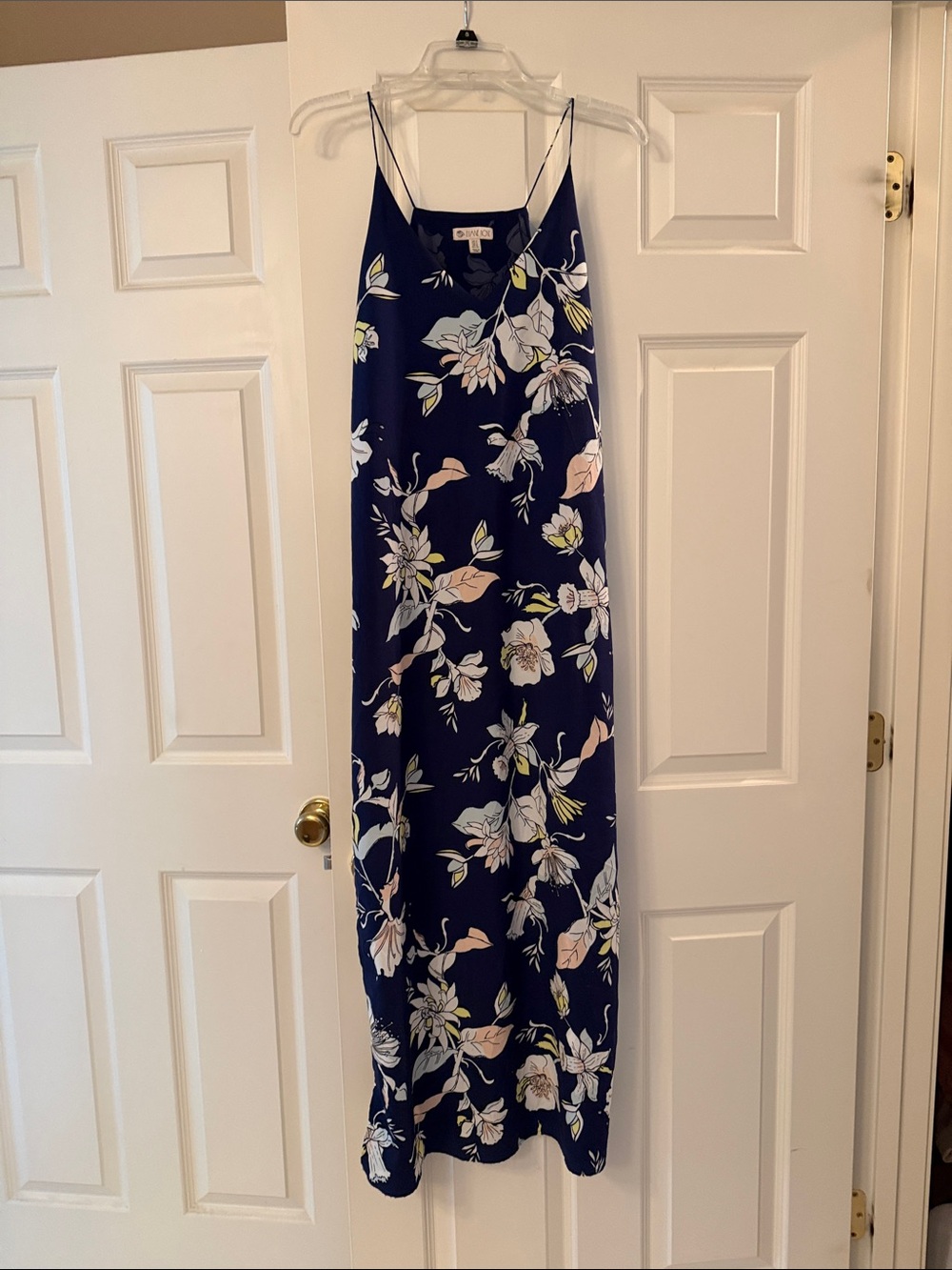 Navy Floral Slip Dress with Spaghetti Straps